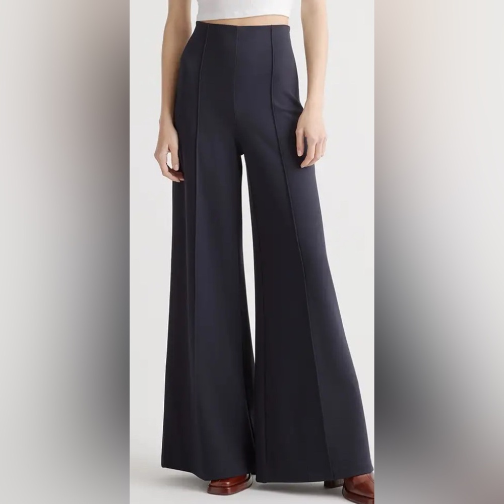 NWT Quince Ultra Stretch Ponte Super Wide Leg Pant Navy Size XL